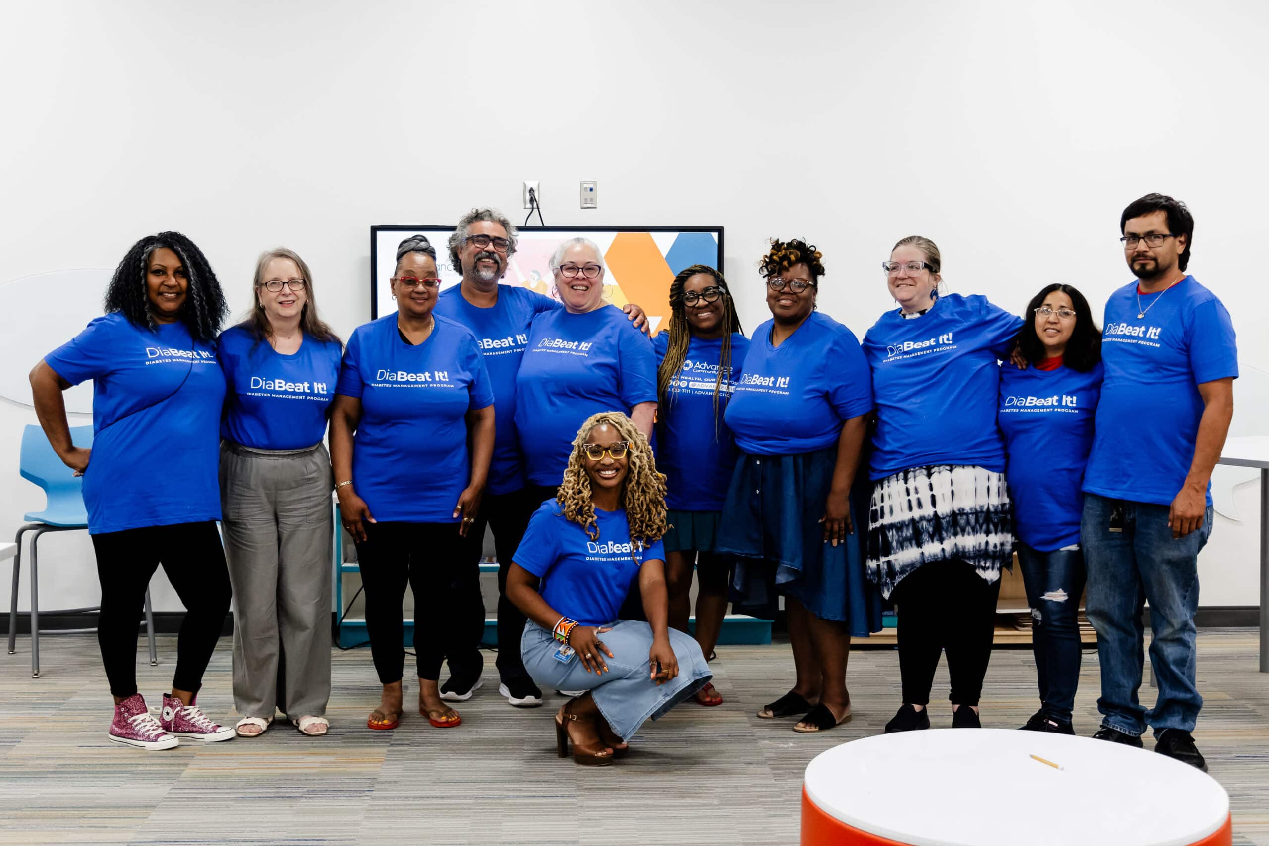 Seven representatives with shovels at Advance Community Health ground breaking ceremony