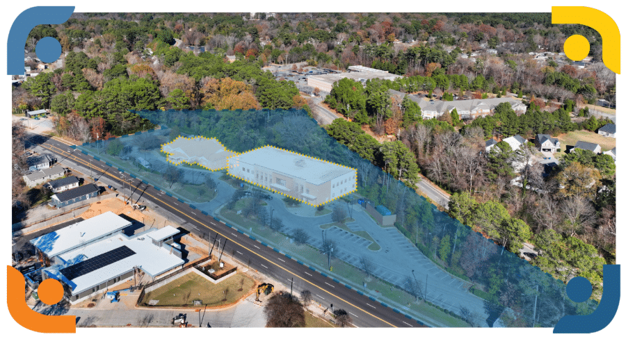 Seven representatives with shovels at Advance Community Health ground breaking ceremony